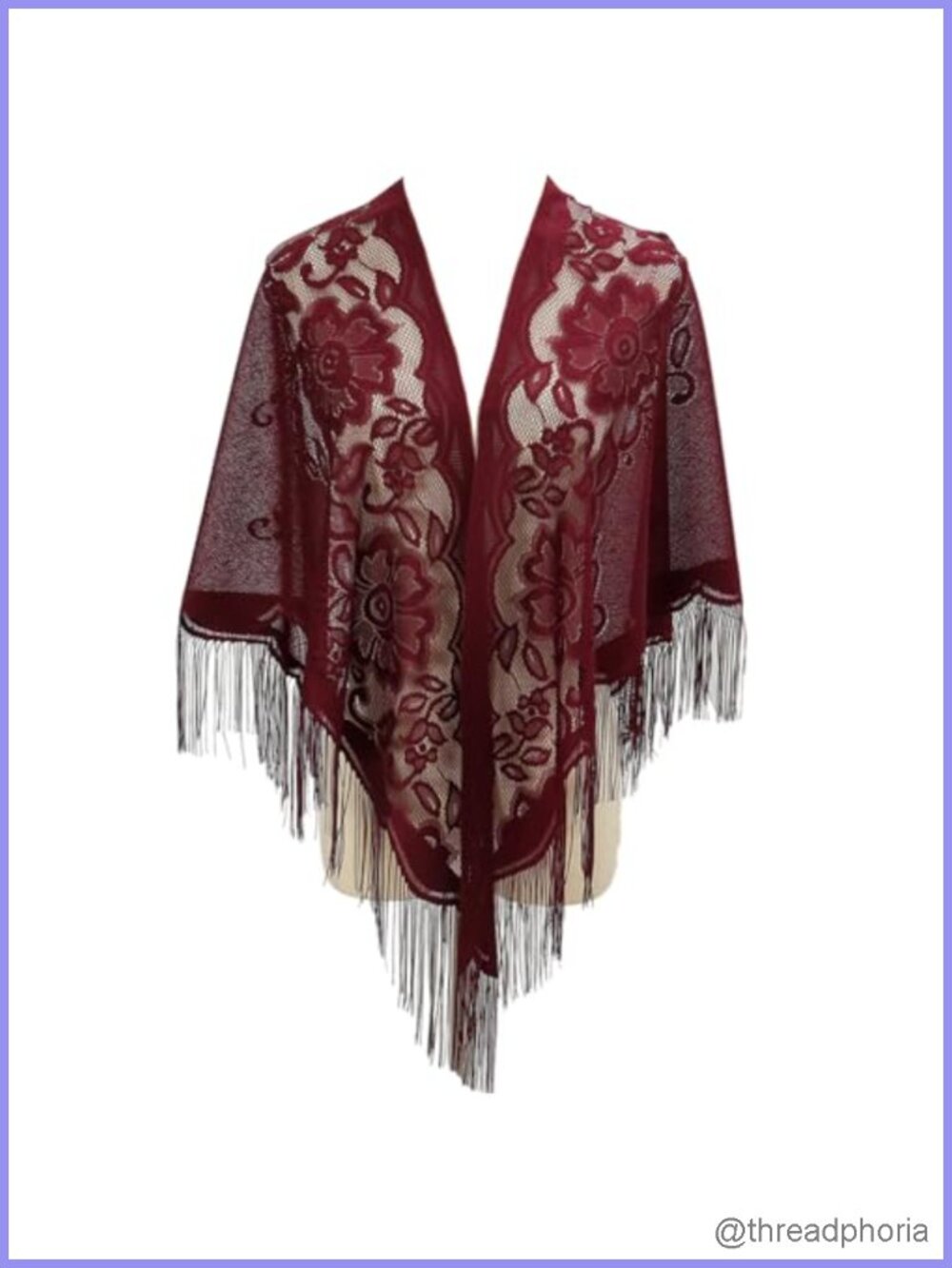 Nylon Hollow Tassel Triangle Scarf Shawl Wrap Breathable Women